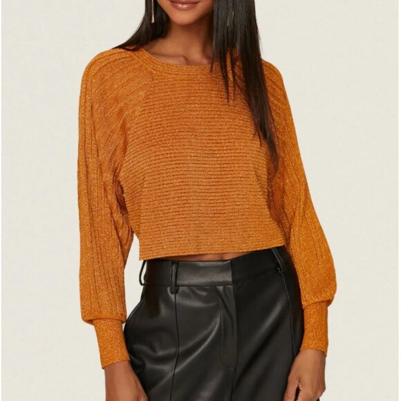 Esteban Cortazar Collective Shimmer Knit Sweater in orange size medium - Picture 2 of 8